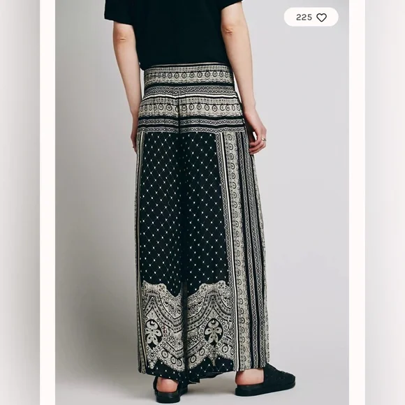 Free People Black and White Wide Leg Pants - Picture 3 of 9